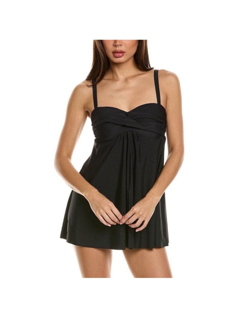 Nicole Miller Swimdress with Twist Bust - WHITE